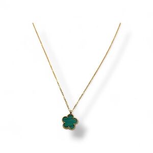 Elegant Gold and Green Clover Pendant Necklace